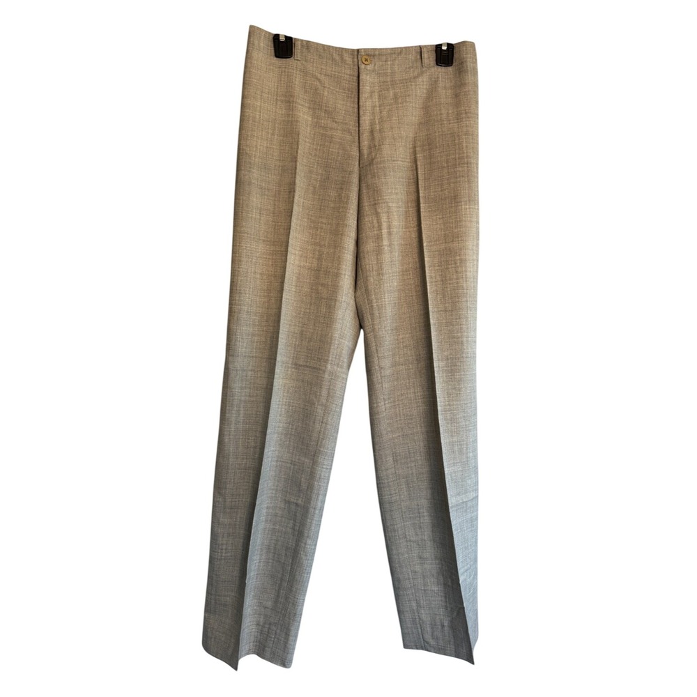 Ralph Lauren Women 10 Dress Pants Lightweight Wool Heather Gray Beige USA Made